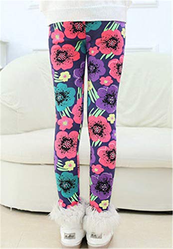 Rysly Girls Winter Thick Warm Long Pants Printing Fleece Lined Leggings4