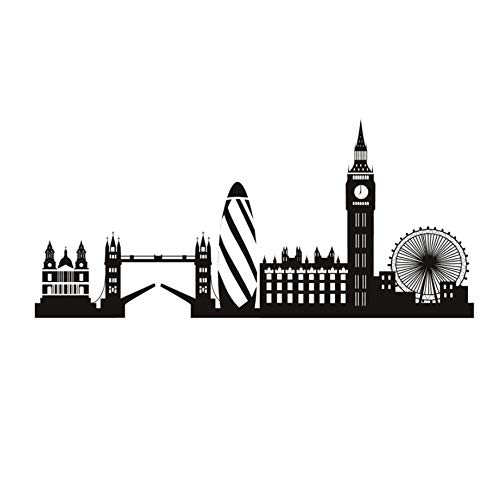 xlei Etiqueta De La Pared Edificio Decoración para El Hogar Londres Skyline Silueta Etiqueta De La Pared Big Ben Landmark Vinilo Mural Decal For Living Room91X44Cm