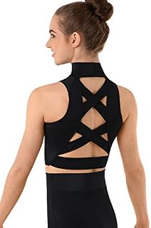 Balera Crop Top Girls Tank for Dance Sleeveless Mock Neck Midi Sports Bra