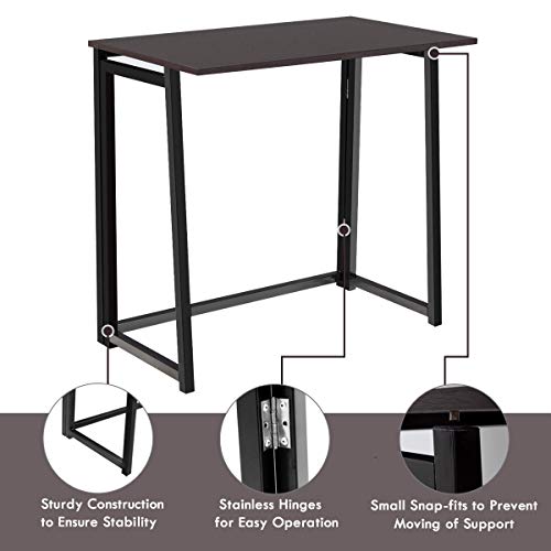 Tangkula Folding Desk No Assembly Required, Foldable Computer Desk For Small Spaces, Portable Small Collapsible Desk, Space Saving Foldable Laptop Table Home Office Desk (Coffee) #TOP6