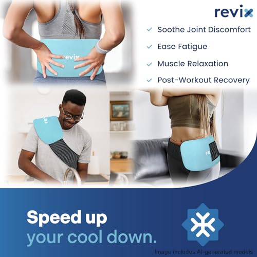 Image of REVIX Gel Ice Packs Reusable 14 inch x 7 inch - 2 Packs Flexible Cold Compress with Strap for Back, Shoulder, Hip, Thigh - Extra Large Ice Pack for Everyday Recovery & Cooling Relief