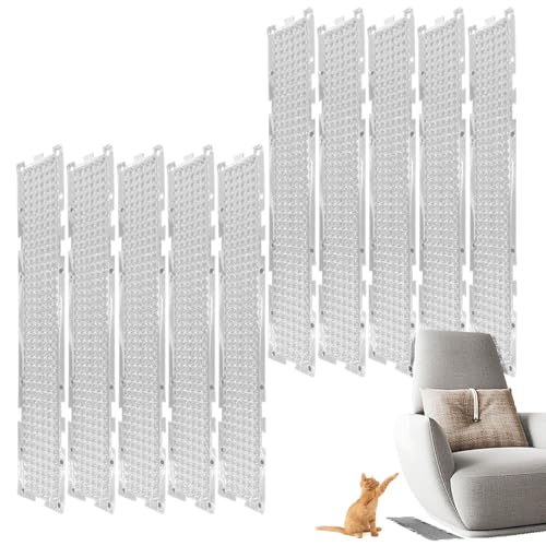 Set di 10 Tappetini Scaccia Gatti con Punte - Stuoia Repellente per Cani | Dissuasore da Esterno in PVC | Protezione per Mobili, Divano, Giardino e Vasi di Fiori, Resistente alle Intemperie