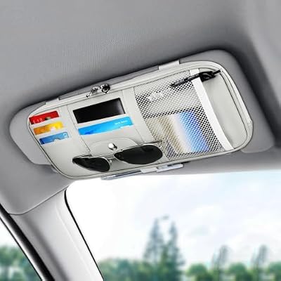 Linkstyle Organizer Parasole per Auto in Pelle PU, Borsa Portaoggetti con Porta Occhiali Auto & Porta Carte di Credito per Scontrini Penne Patente