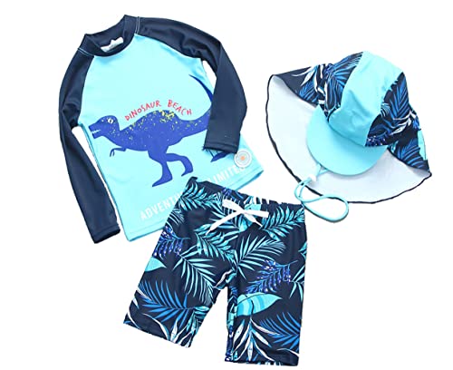 Image of Baby and Toddler Boys' 3-Piece Swimsuit Set Kids Bathing Suit Swimwear with Hat Surfing Suit UPF 50+ FBA