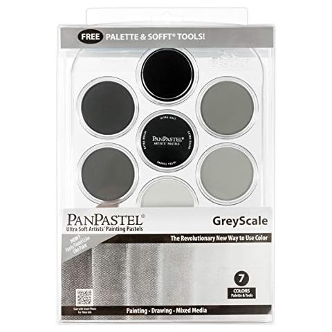 PanPastel 30079 Ultra Soft Artist Pastel 7 Color Greyscale Kit w/Sofft Tools & Palette Tray Cover