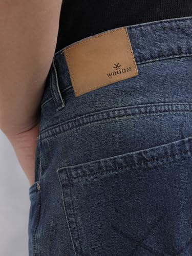 Image of WROGN Men's 100% Cotton Jeans | Solid | Anti Fit