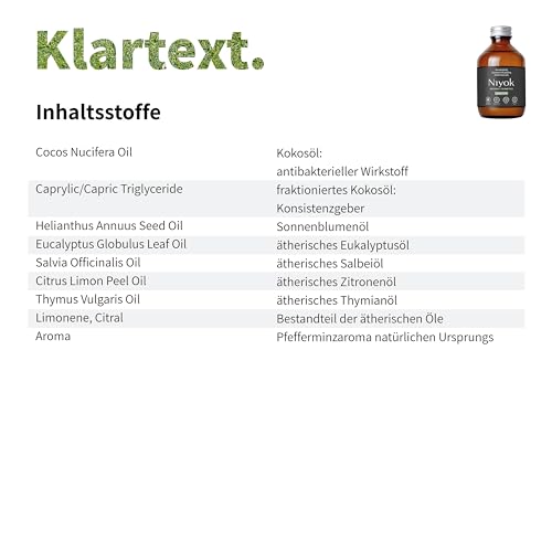 Niyok® Mundziehöl aus Bio Kokosöl "Pfefferminze" (3x200ml) • Mundspülung mit ätherischen Ölen • Bio Kokos Ölziehkur gegen Karies, Zahnstein & Mundgeruch • Veganes Zahnöl für Ölziehen – Bild 3