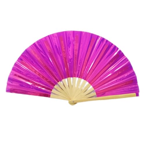 Abanico de mano plegable holográfico decorativo grande, abanico holográfico plegable de mano, festival de música, club, evento, fiesta, baile, actuación, accesorio para hombres y mujeres