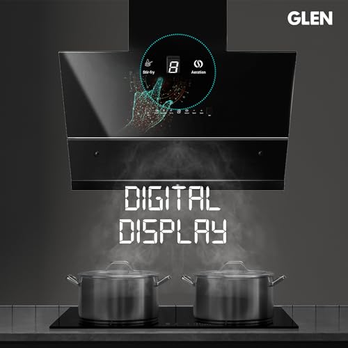 Image of Glen Chimney Auto Clean Glass Chimney for Kitchen Filter-less with Heat Sensor, BLDC Motor 1600 m /h - 90cm (CH 6065 HSR BLDC BL AC)