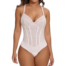 SHAPERIN Womens Sexy Deep V Neck Corset Bodysuit Low Back Backless Thong Shapewear Tummy Control Body Suit Cami Tank Top
