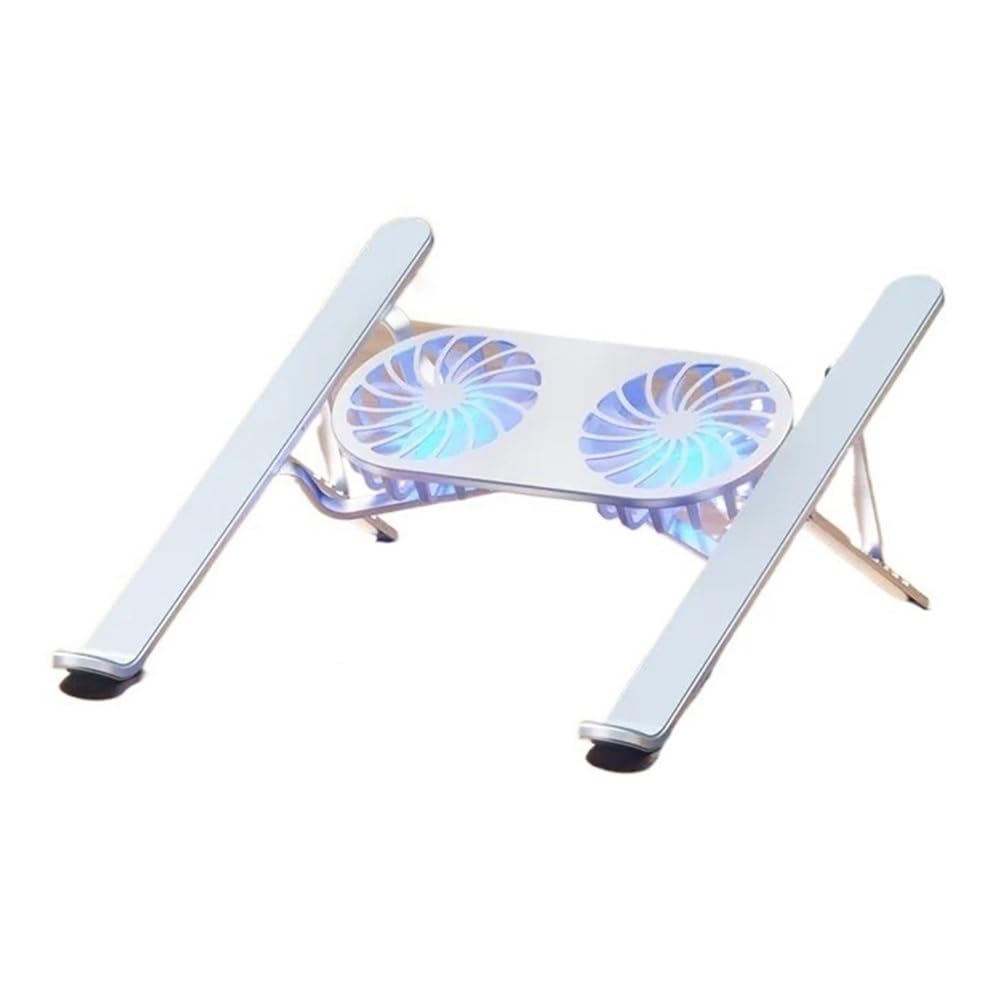 Podstawka pod laptopa na biurko Podstawka chłodząca do laptopa, składana, aluminiowa, z dwoma wentylatorami, podstawą chłodzącą i uchwytem przenośnym(Silver)