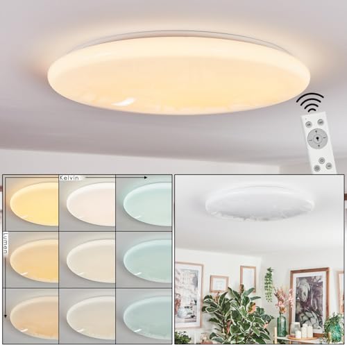 HOFSTEIN LED Deckenleuchte Junor, dimmbare Deckenlampe aus Metall/Kunststoff in Weiß/Klar, moderne Leuchte mit Fernbedienung, (Ø 60 cm), CCT einstellbar, Esszimmer, Wohnzimmer, Schlafzimmer, Küche HOFSTEIN LED Deckenleuchte Junor, dimmbare Deckenlampe aus Metall/Kunststoff in Weiß/Klar, moderne Leuchte mit Fernbedienung, (Ø 60 cm), CCT einstellbar, Esszimmer, Wohnzimmer, Schlafzimmer, Küche