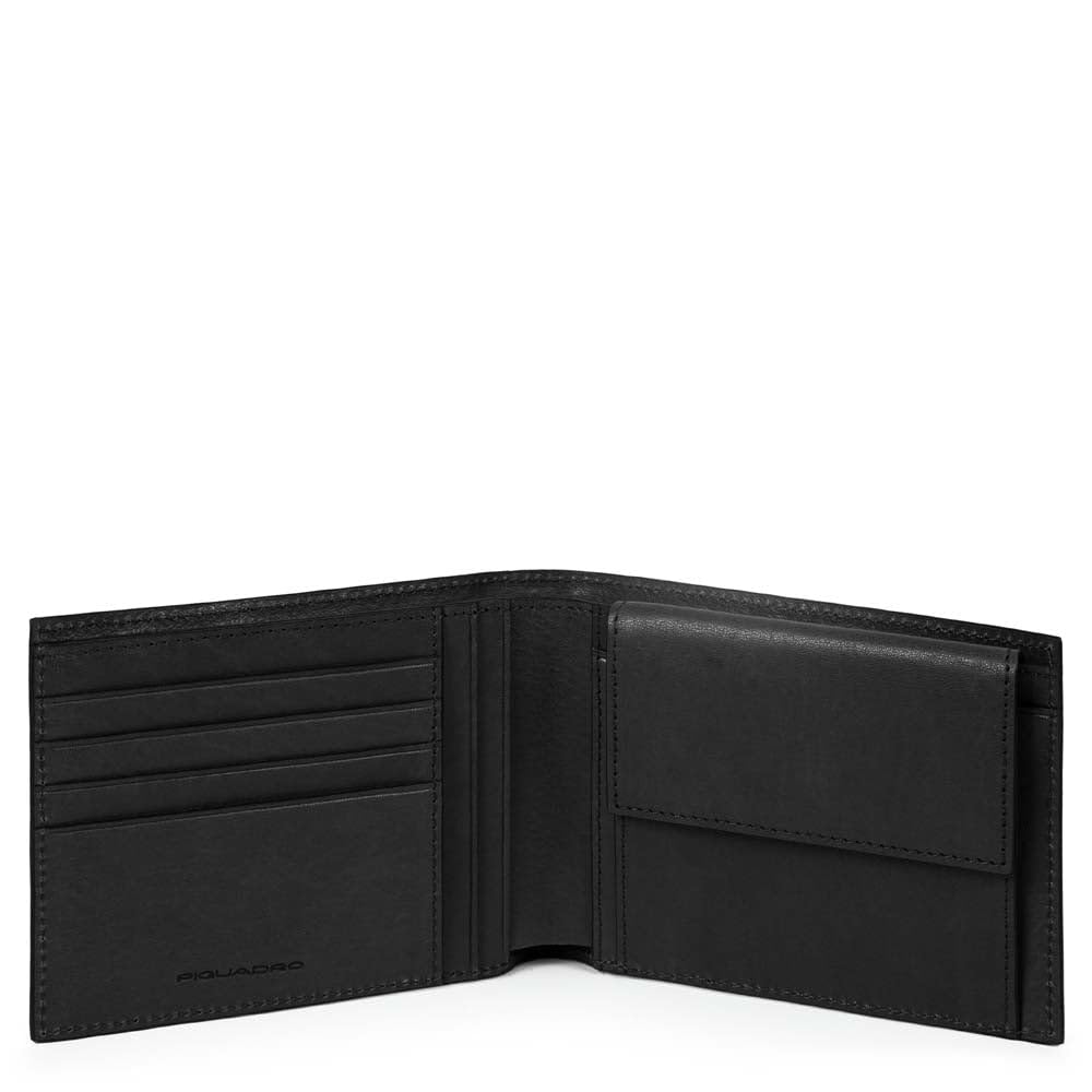 PIQUADRO – Black Square Portamonete compatto – Pelle di alta qualità – Colore Nero – Uomo