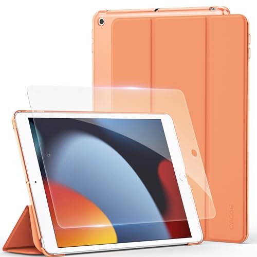 Image of CACOE Case for iPad 9th/8th/7th Generation(2021/2020/2019) with Screen Protector 10.2 inch - Full Protective Tablet Cover for iPad 7/8/9 Gen, Orange