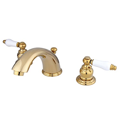 Elements of Design Magellan EB962PL Mini Widespread Lavatory Faucet with Retail Pop-Up, 8-Inch to 16-Inch Adjustable Spread, Polished Brass