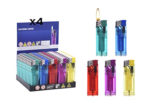 HIBRON Mechero Electrónico Recargable, Pack de 200 Mecheros de Colores Surtidos, Fácil de Encender