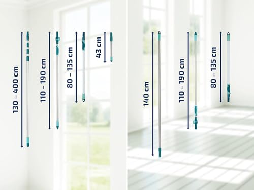 Leifheit Teleskopstiel 190 cm, ausziehbare Teleskopstange von 110 bis 190 cm, Stahlstiel mit Click System und Aufhängeöse, ausziehbare Teleskopstange mit Gelenk, ideal für Oberflächenreinigung