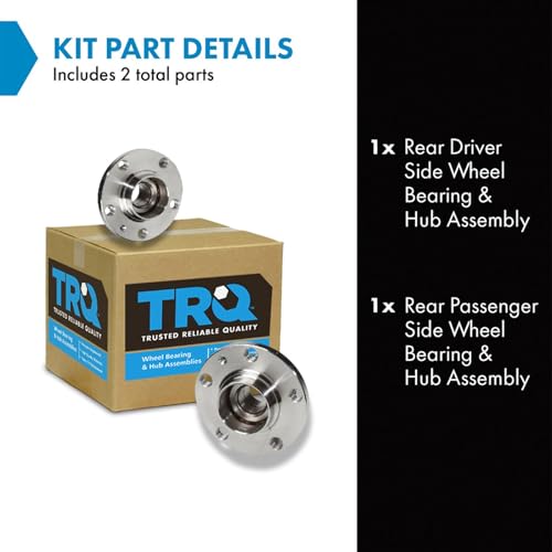 Image of TRQ Rear Driver and Passenger Side Wheel Bearing and Hub Assembly Set 2 Piece Compatible with 00-06 Audi TT 00-06 TT Quattro 98-10 Volkswagen Beetle 00-04 Jetta 2005 Jetta 02-03 Golf GTI 1.8T VR6