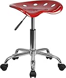 Flash Furniture Vibrant Wine Red Tractor Seat and Chrome Stool