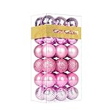 GameXcel Christmas Balls Ornaments for Xmas Tree - Shatterproof Christmas Tree Decorations Large Hanging Ball Pink with Irregular Ball 1.6