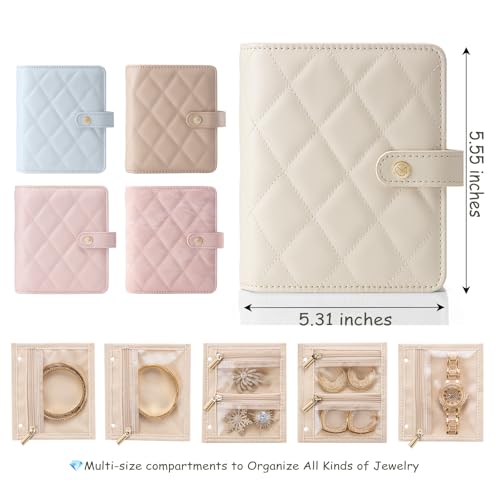 Vlando Small Jewelry Book Organizer - Leather Travel Jewelry Case with 5 Detachable Pages for Necklaces, Rings, Earrings, Tangle-Free, Giftable,Latte by VLANDO - Used condition - Image 4