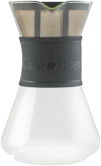 Cafe Brew PO108 BLACK 8 Cup Pour-Over Coffeemaker with Permanent Filter, 40 oz, Black