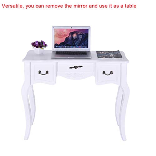 image for Printasaurus [US in Stock] Vanity Table Set with 5 Drawers Tri-Folding
