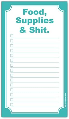 Guajolote Prints Grocery List Magnet Pad - Funny Food Supplies And Shit - Shopping List Magnetic Pad - To Do Meal Planner Office Product
