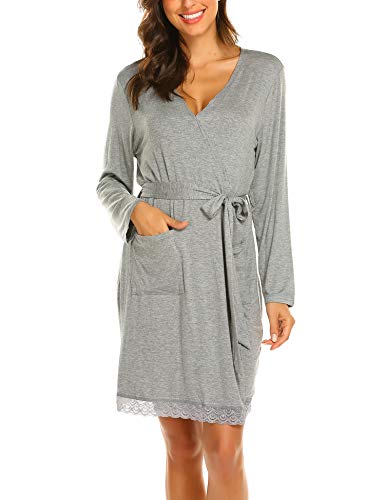Ekouaer Women's Maternity Robe Soft Labor Delivery Robes Knee Length Bathrobe Pregnancy Nursing Sleepwear Mom To Be #TOP3