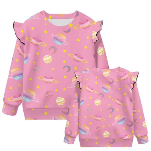 GePrint Girls Pullover Crewneck Sweatshirt Breathable Washable Pullover Drop Shoulder Sweater Top Toddler to Little Kid 1-8T