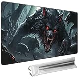 Cdkfxjy Playmats 24 x 14in(TCG MTG Trading Cards,Free Storage Bags,Waterproof Non-Slip Rubber Backing,Stitched Edges)-Black Werewolf