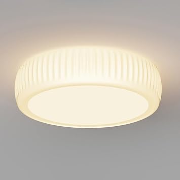 Led Semi Flush Ceiling Light, Round Cream Light Fixture Hallway Ceiling Light, Round Close to Ceiling Light for Entrance Porch, Nordic 12W Ceiling Lighting with Acrylic Shade, 23cm