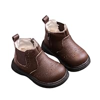 Baby Boys Girls Winter Snow Boots Fleece Lined Warm Cosy Non Slip Soft Sole Ankle Booties for Toddler Kids Solid Zip Up Fashion Lightweight Comfy Casual Walking Shoes