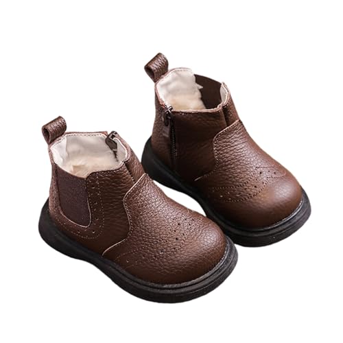 Botas de nieve de invierno para bebés y niñas, con forro polar, cálidas, acogedoras, antideslizantes, suela suave, botines para niños pequeños, lisas, con cremallera, a la moda, ligeras, cómodas