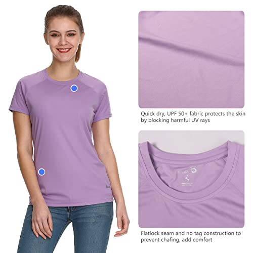 Baleaf Women's Upf 50+ Uv Protection Shirts Short Sleeve T-Shirts Spf Sun Shirts Quick Dry Outdoor Performance Tops Purple Size M #TOP2