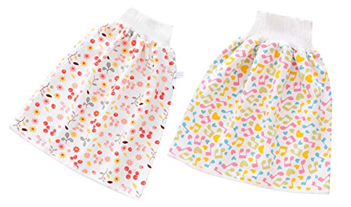EOZY Jupe de Couche Bébé, Jupe d'apprentissage Propreté, Couche Lavable Culotte Imperméable Enfant, Lot de 2 Jupe d'entraînement Bébé en Coton