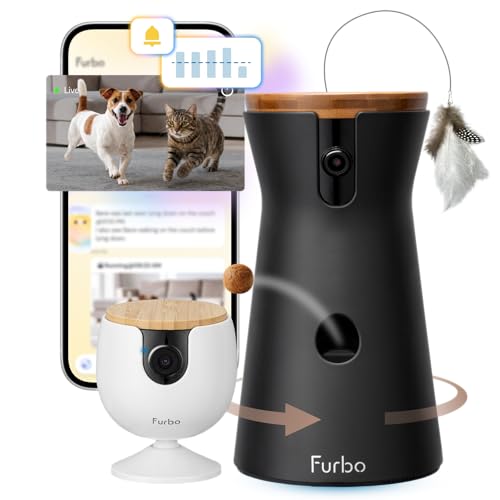 【公式セット商品で割引】Furboミニ(非回転モデル) + ネコカメラ 360°ビュー - プレミア定額パッケージ [サブスク必須] ペット専用小型カメラ ファーボ 犬 猫 見守りカメラ スマホ対応 留守番 壁設置 双方向会話 wifi 飛び出すおやつ 自動給餌器 iphone android カラー暗視