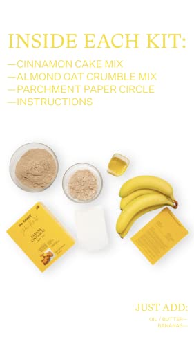 Banana Cinnamon Cake Kit By The Caker | Luxury Cake Mixes | Non-Gmo, Refined Sugar Free, Vegan Friendly | Crumble Topping & Non-Stick Pan Liner Included | 14.6Oz #TOP1