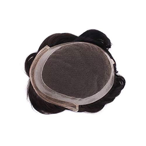 Glorious Hub® Lace Front Men’s Hair Patch | 100% Human Hair Wig with Natural Invisible Hairline | Comfortable Durable Toupee/Hair System | Attach with Tape, Clips or Glue | (Natural Black, 9x6) 1