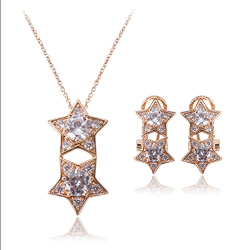 COOLBABYPentagram Diamond Necklace And Earring Set