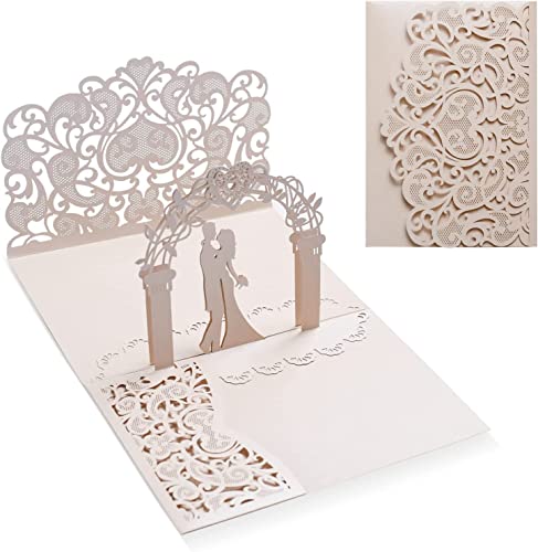Kleemeiero Hochzeitskarte Einladungskarte Hochzeit 3D Glückwunschkarte Liebeskarte Rosa Valentinstag Karte Brautpaar Hochzeit Grußkarten Geschenkkarte Wedding Card Jubiläumskarte für Familien Freunde Cover