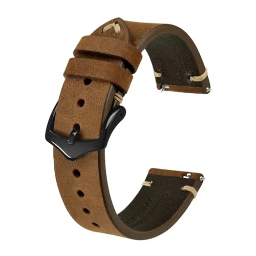 [RE] MENGKE Crazy Horse U[vXgbvohA18mm 20mm 22mmAX}[gEHb` Huawei ƌ݊ASamsung Galaxy Gear ƌ݊AubNAO[AuE(Tan-Blac