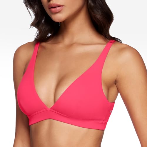 Image of INGIA Deep V-Neck Sports Bra Padded U Back Yoga Workout Bra | Low Impact, Fitness, Yoga, Wireless, Workout, Contour, Crop Top, for Women