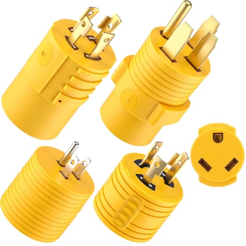 Kanayu 4 Pcs RV Generator Adapter Kit, NEMA 14-50P/5-15P/L14-30P/L5-30P to NEMA TT-30R, 50A to 30A...