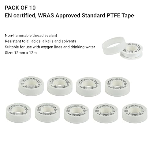 Arctic Hayes Standard PTFE Tape for Water and Oxygen Lines Pack of 10, White, 12mm x 12m - Image 4