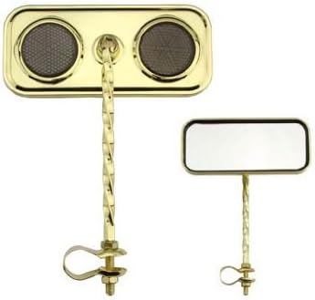 Rectangle Twisted Mirror Gold Black Reflectors. Bike mirror, bicycle mirror for lowrider, beach cruiser, chopper, limo, stretch bike, bmx, track, fixie, mountain bikes