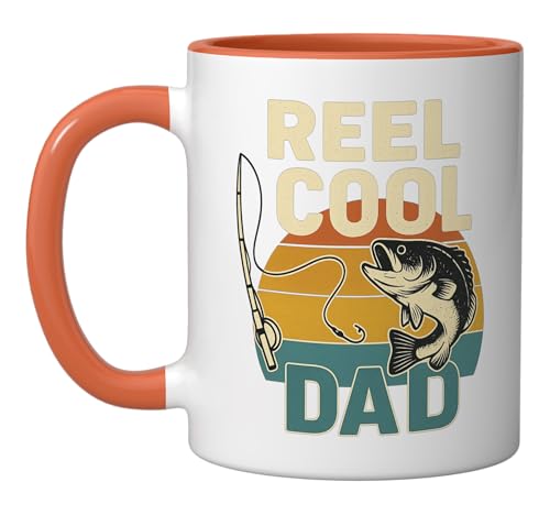 Taza de cerámica para papá divertido, 11 onzas naranja/blanco miniatura 1