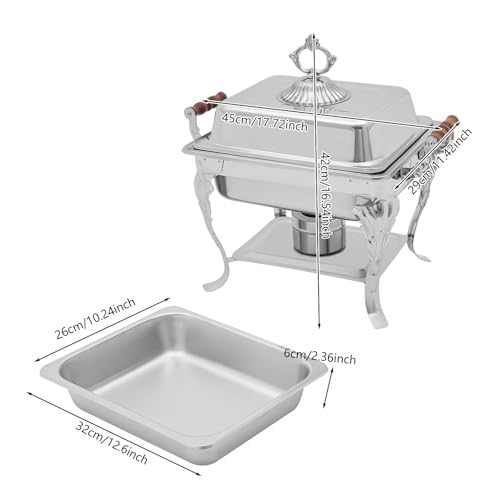 Mermaejstic 4-Liter-Edelstahl-Wärmebox Buffet-Wärmer Mahlzeit-Wärmer Tablett Lebensmittel-Wärmer Heizbehälter für Catering-Buffets und Partys 45 * 29 * 42 cm – Bild 3