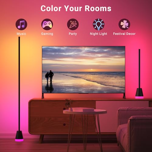 RGB Corner Floor Lamp with App and Remote Control - Smart LED Lamp for Bedroom and Living Room
