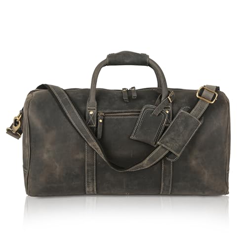 Image of KomalC 24 Inch Leather Travel Duffle Bag for Men & Women, Weekend Gym Bag